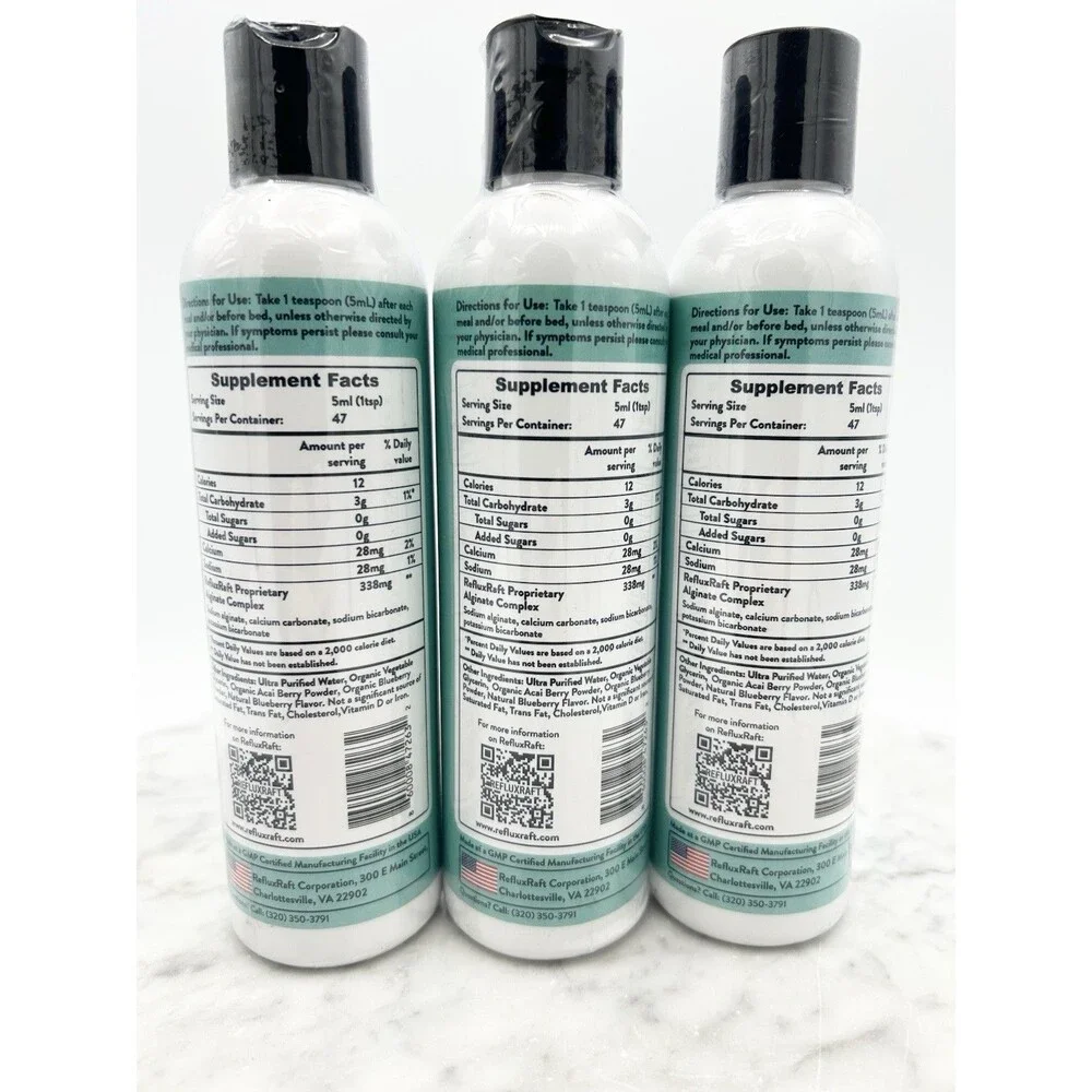 3 - RefluxRaft Berry Burst Acid Reflux Relief Organic Alginate 8 oz. New Sealed